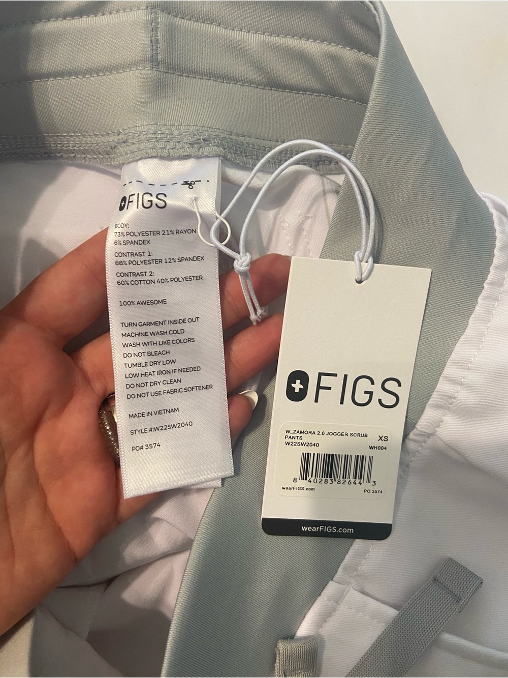 FIGS Women's Zamora Jogger Scrub Pant In Color Optic White - Picture 7 of 9